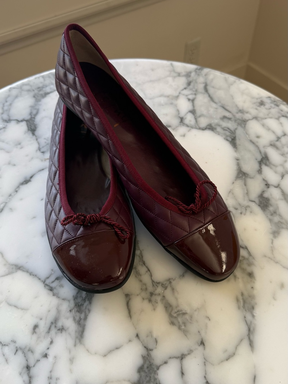 Blowfish Quilted Burgundy Ballet Flats with Glossy Cap
